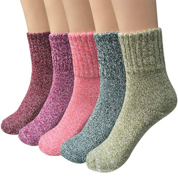 Womens vintage style cozy winter warm thick merino wool crew socks for wholesale